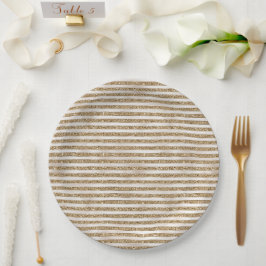 Glam Gold Pearl Stripes Papieren Bordje