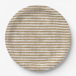 Glam Gold Pearl Stripes Papieren Bordje