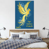 Glam Gold Phoenix Silver Glitter Monogram Blauw | Canvas Afdruk (Insitu (Slaapkamer))