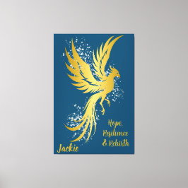 Glam Gold Phoenix Silver Glitter Monogram Blauw | Canvas Afdruk