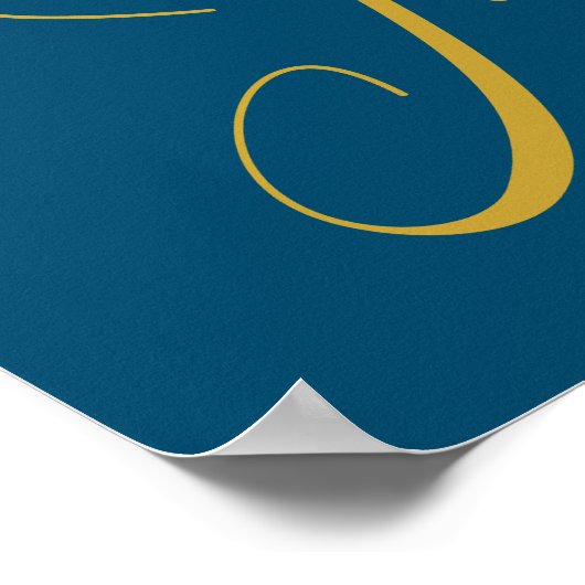 Glam Gold Phoenix Silver Glitter Monogram Blauw | Poster (Hoek)