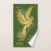 Glam Gold Phoenix Silver Glitter Monogram Groen | Bad Handdoek (Handdoek)