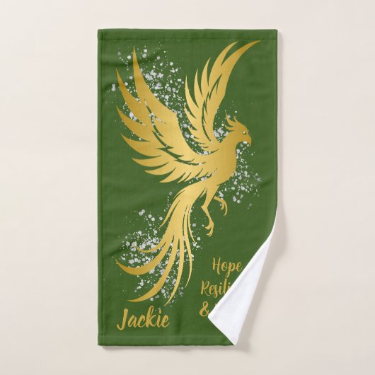 Glam Gold Phoenix Silver Glitter Monogram Groen | Bad Handdoek (Handdoek)