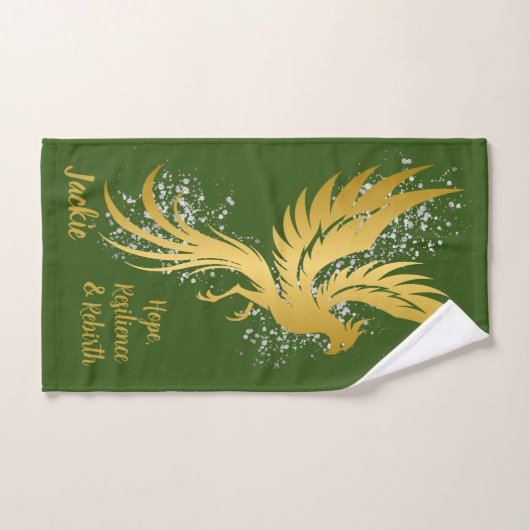 Glam Gold Phoenix Silver Glitter Monogram Groen | Bad Handdoek (Handdoek)