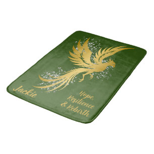 Glam Gold Phoenix Silver Glitter Monogram Groen   Badmat