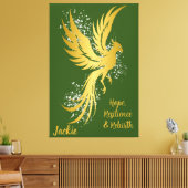 Glam Gold Phoenix Silver Glitter Monogram Groen | Canvas Afdruk (Insitu (Woonkamer))