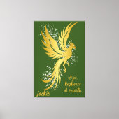 Glam Gold Phoenix Silver Glitter Monogram Groen | Canvas Afdruk (Voorkant)
