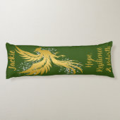 Glam Gold Phoenix Silver Glitter Monogram Groen | Lichaamskussen (Achterkant)