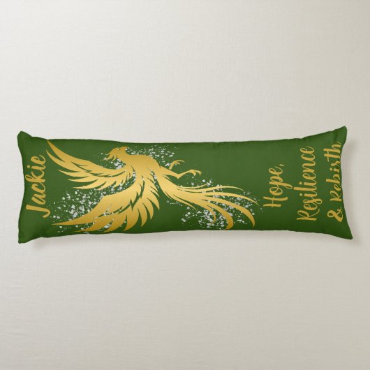 Glam Gold Phoenix Silver Glitter Monogram Groen | Lichaamskussen (Achterkant)