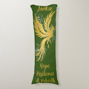 Glam Gold Phoenix Silver Glitter Monogram Groen Lichaamskussen