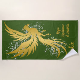 Glam Gold Phoenix Silver Glitter Monogram Groen | Strandlaken