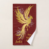 Glam Gold Phoenix Silver Glitter Monogram kastanje Bad Handdoek (Handdoek)