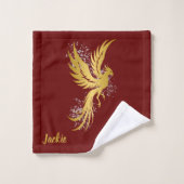 Glam Gold Phoenix Silver Glitter Monogram kastanje Bad Handdoek (Wasdoekje)