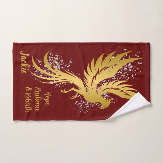 Glam Gold Phoenix Silver Glitter Monogram kastanje Bad Handdoek (Handdoek)