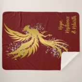 Glam Gold Phoenix Silver Glitter Monogram kastanje Sherpa Deken (Voorkant (horizontaal))