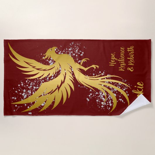 Glam Gold Phoenix Silver Glitter Monogram kastanje Strandlaken (Voorkant)