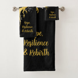 Glam Gold Phoenix Silver Glitter Monogram Zwart | Bad Handdoek