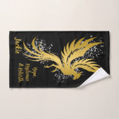 Glam Gold Phoenix Silver Glitter Monogram Zwart | Bad Handdoek (Handdoek)