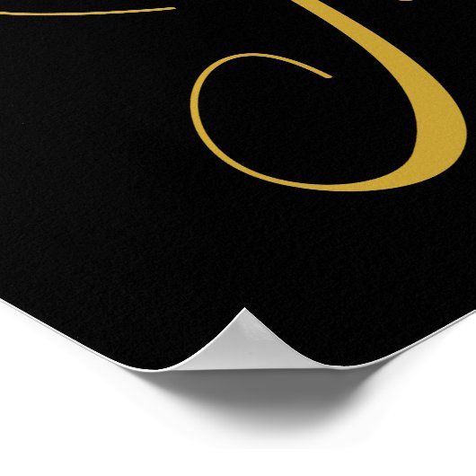 Glam Gold Phoenix Silver Glitter Monogram Zwart | Poster (Hoek)