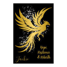 Glam Gold Phoenix Silver Glitter Monogram Zwart |