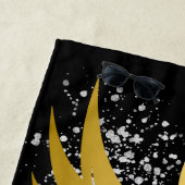 Glam Gold Phoenix Silver Glitter Monogram Zwart | Strandlaken (In situ)