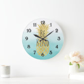 Glam Gold Pineapple Aqua Waterverf Ombre Grote Klok (Huis)