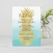 Glam Gold Pineapple Aqua Waterverf Ombre Kaart (Staand voorkant)