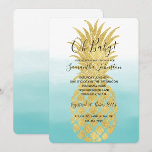 Glam Gold Pineapple Aqua Waterverf Ombre Kaart