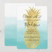 Glam Gold Pineapple Aqua Waterverf Ombre Kaart (Voorkant / Achterkant)