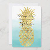 Glam Gold Pineapple Aqua Waterverf Ombre Kaart (Voorkant)