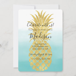 Glam Gold Pineapple Aqua Waterverf Ombre Kaart