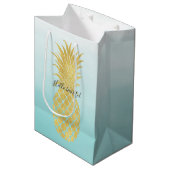 Glam Gold Pineapple Aqua Waterverf Ombre Medium Cadeauzakje (Voorkant Gekanteld)