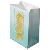 Glam Gold Pineapple Aqua Waterverf Ombre Medium Cadeauzakje (Achterkant Gekanteld)