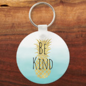 Glam Gold Pineapple Aqua Waterverf Ombre Sleutelhanger (Voorkant)