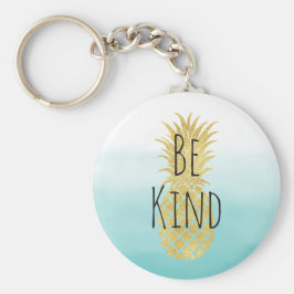 Glam Gold Pineapple Aqua Waterverf Ombre Sleutelhanger