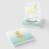 Glam Gold Pineapple Aqua Waterverf Ombre Stenen Onderzetter (Zijkant)