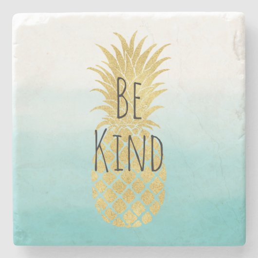 Glam Gold Pineapple Aqua Waterverf Ombre Stenen Onderzetter (Voorkant)