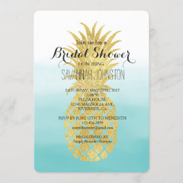 Glam Gold Pineapple Aqua Waterverf vrijgezellenfee Kaart