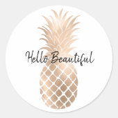 Glam Gold Pineapple Ronde Sticker (Voorkant)