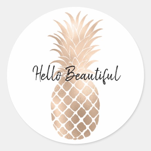 Glam Gold Pineapple Ronde Sticker (Voorkant)