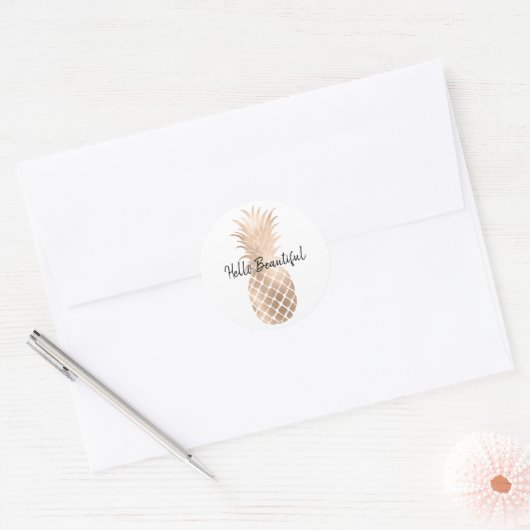 Glam Gold Pineapple Ronde Sticker (Envelop)
