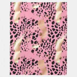 Glam Gold Pink Black Leopard Print Fleece Deken
