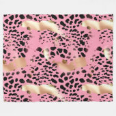 Glam Gold Pink Black Leopard Print Fleece Deken (Voorkant (Horizontaal))