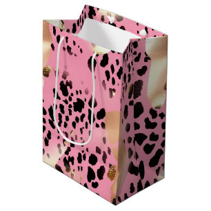 Glam Gold Pink Black Leopard Print Medium Cadeauzakje