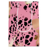 Glam Gold Pink Black Leopard Print Medium Cadeauzakje (Achterkant)
