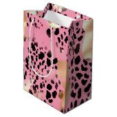 Glam Gold Pink Black Leopard Print Medium Cadeauzakje (Achterkant Gekanteld)