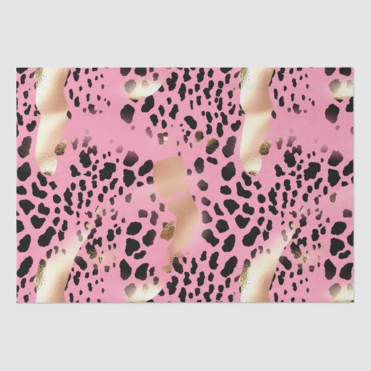 Glam Gold Pink Black Leopard Print Tissuepapier (Voorkant)