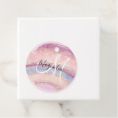Glam Gold Pink Blue Gemstone Brush Stroke Monogram Bedankjes Labels (In situ)