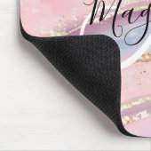 Glam Gold Pink Blue Gemstone Brush Stroke Monogram Muismat (Hoek)