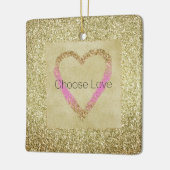 Glam Gold Pink Glitter Heart Keramisch Ornament (Links)